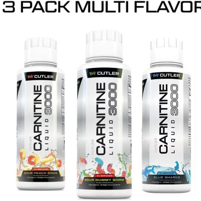 Cutler Nutrition Carnitine Liquid 3000, 3 Pack Multi Flavor, 31 Servings Eac h