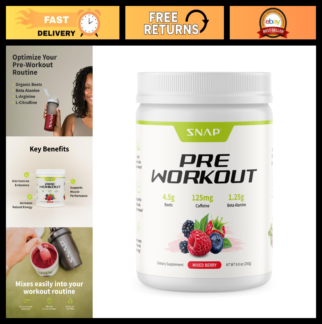Natural Beet Root Powder – Plant-Based Pre Workout for Energy, Endurance & Blood