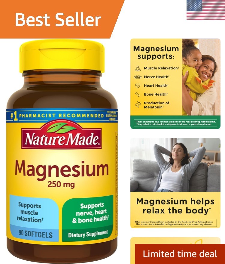 90-Day Supply of Magnesium 250mg Softgels – For Relaxation & Overall Wellness