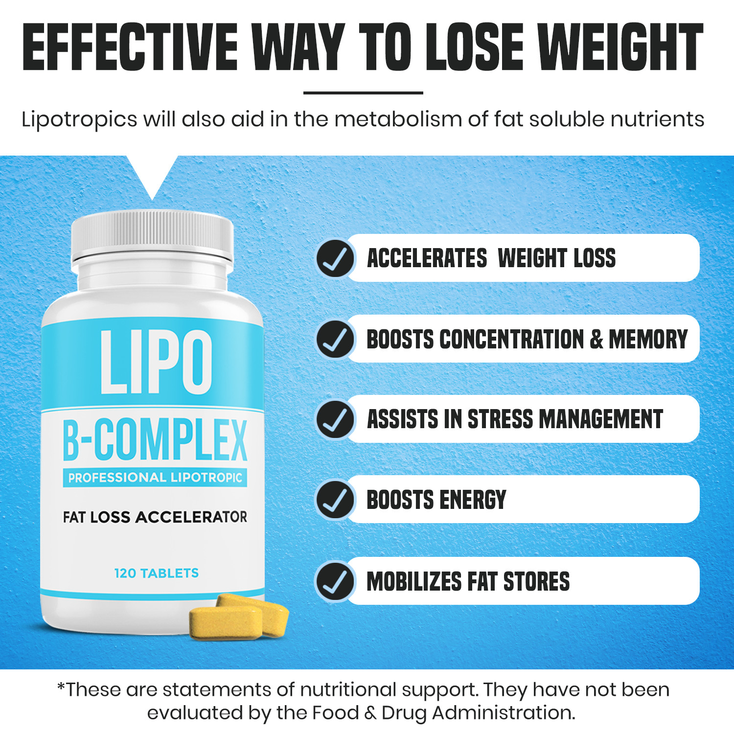 Lipo B-Complex Lipotrophic Lipo BC 120 Fat Burner Weight Loss ES Global Brands