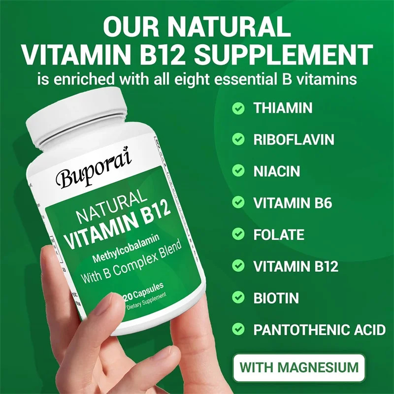 Vitamin B12 with B Complex Blend 120pcs, Improve Mood, Strengthen Nervous System