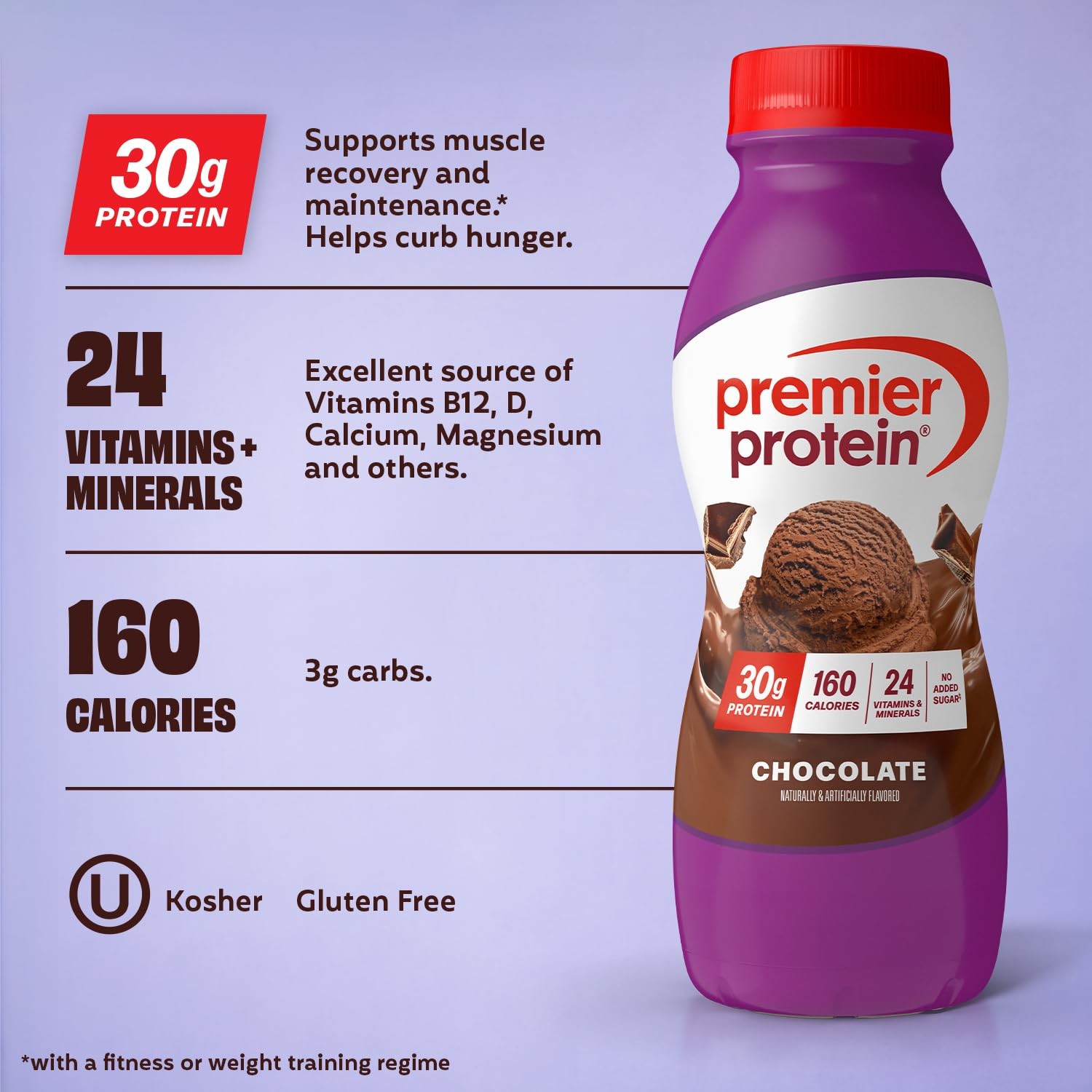 Premier Protein Shake, Chocolate, 30g Protein, No Added Sugar, 24 Vitamins & Min
