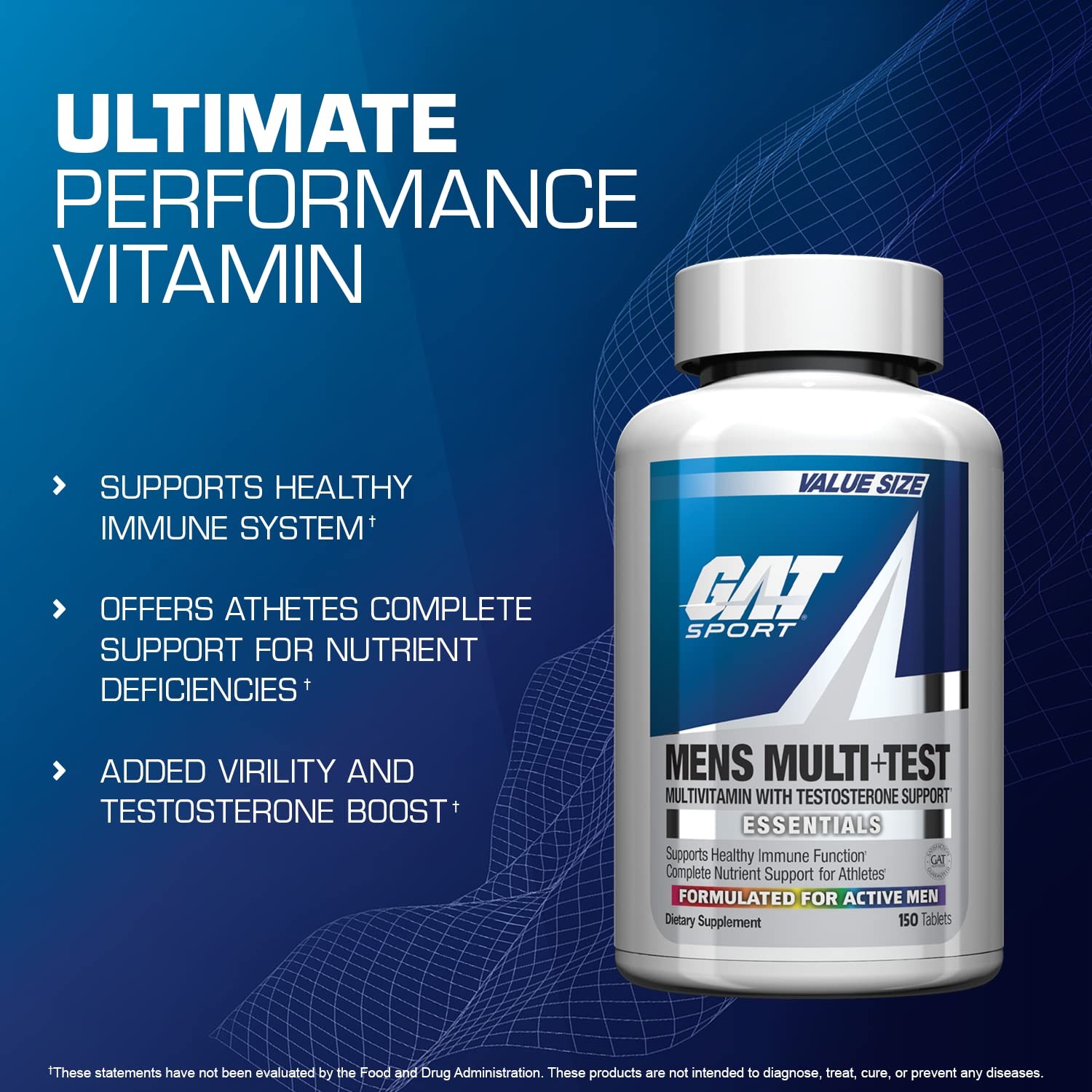 Multivitamin Tablets Men s Multi + Test Premium 150 Count GAT SPORT Mens