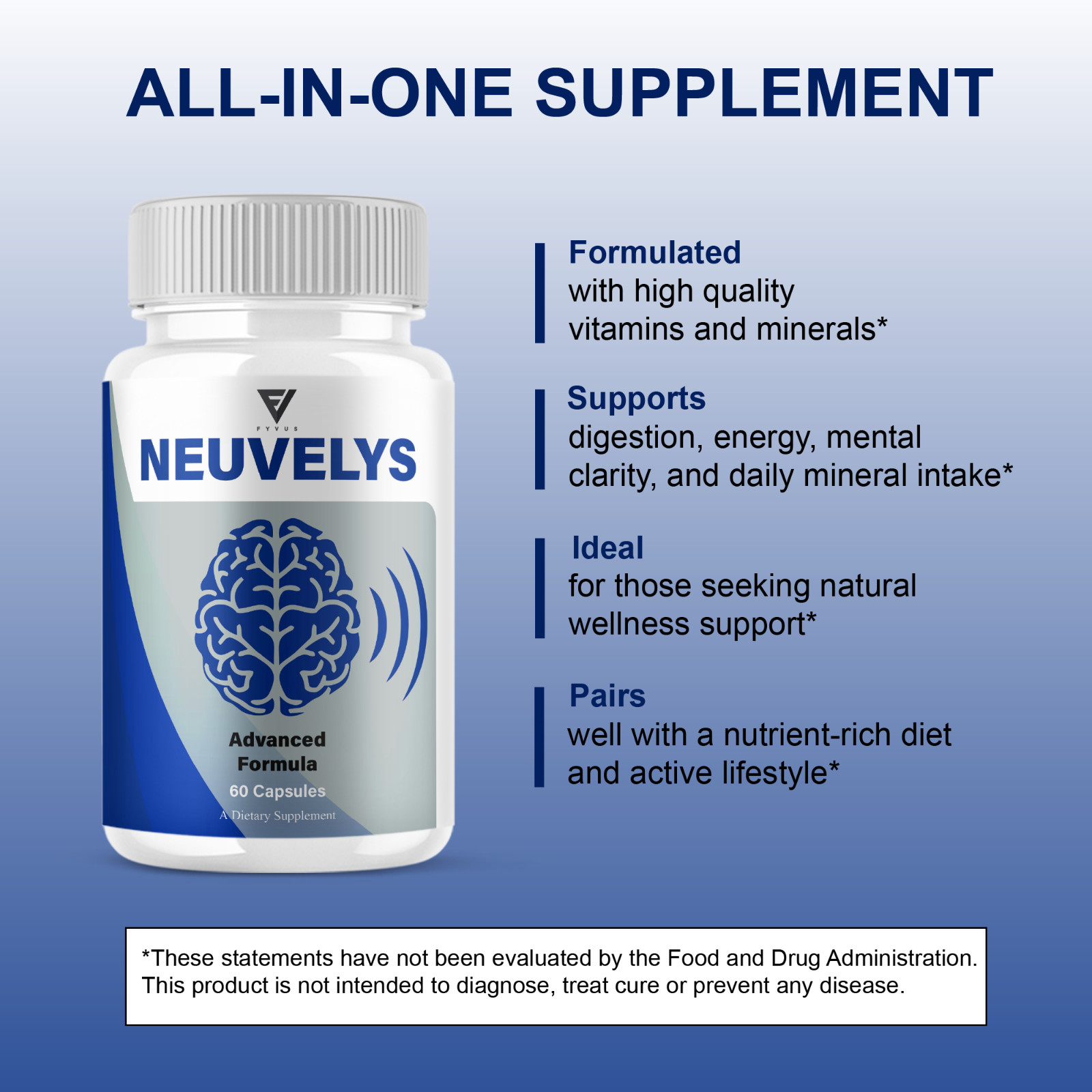 Neuvelys Brain Health Supplement, Neu Velys Support (60 Capsules)