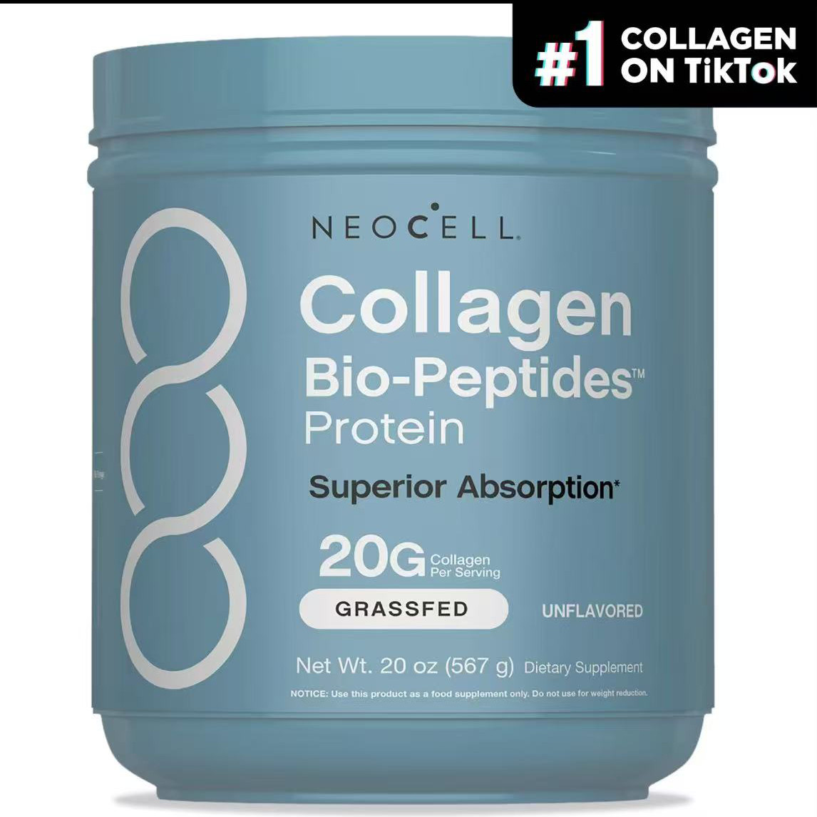 Protein Collagen Bio-Peptides Powder 20oz -Grassfed NeoCell Supplement-Advanced