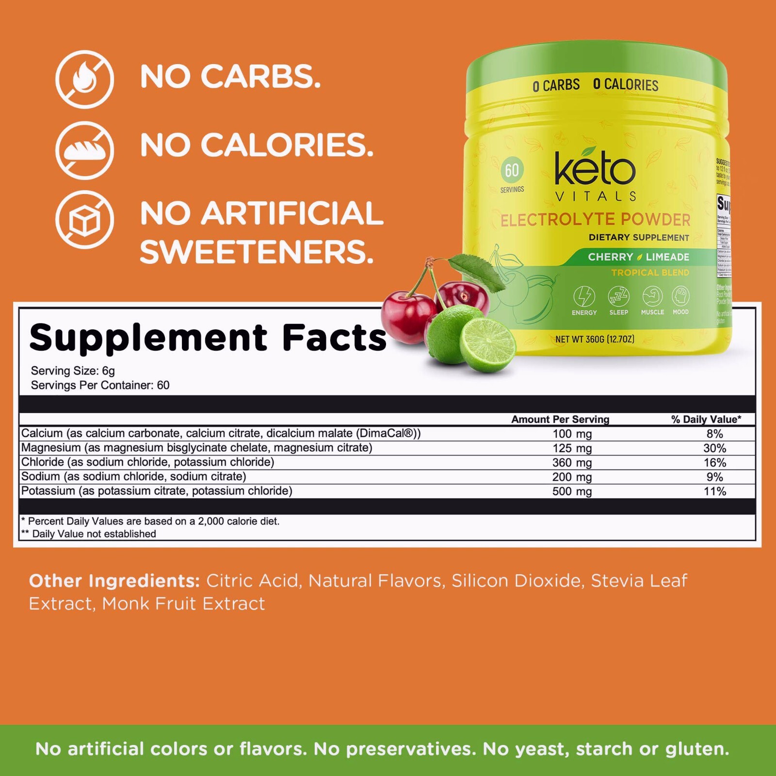 Keto Vitals Electrolyte Powder Cherry Limeade Energy Drink
