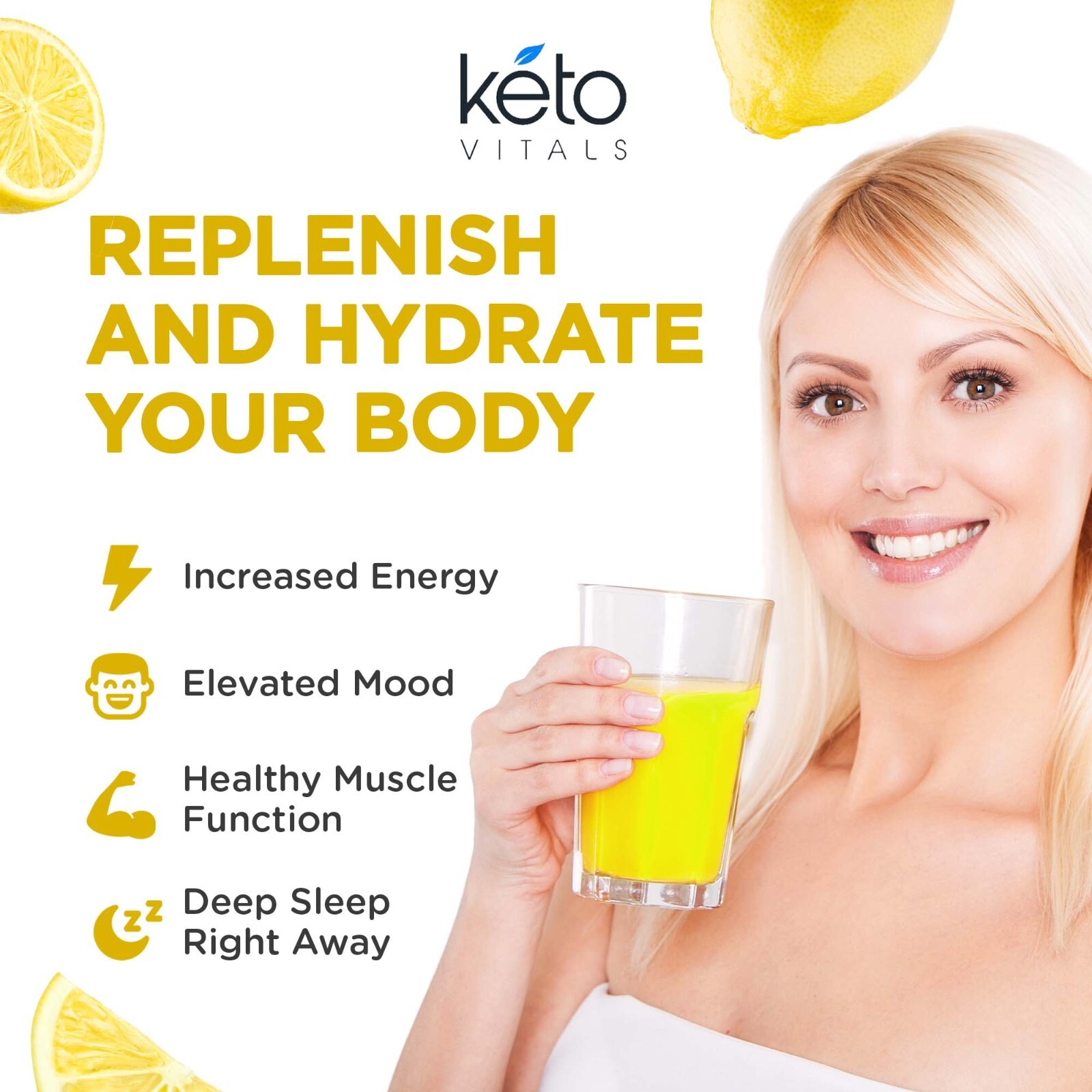 Keto Vitals Electrolyte Powder Supplement Energy Drink Mix Tub Lemonade