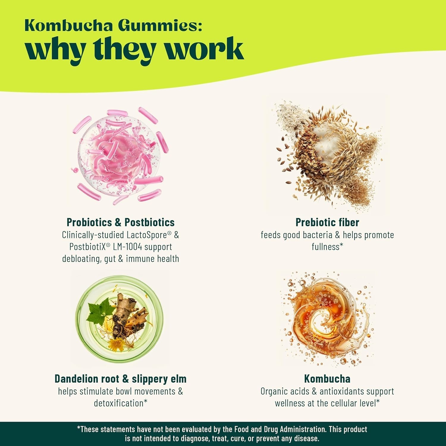 BoochBod Kombucha Gummies – Probiotics, Fiber, Slippery Elm, MCT Oil for Bloatin