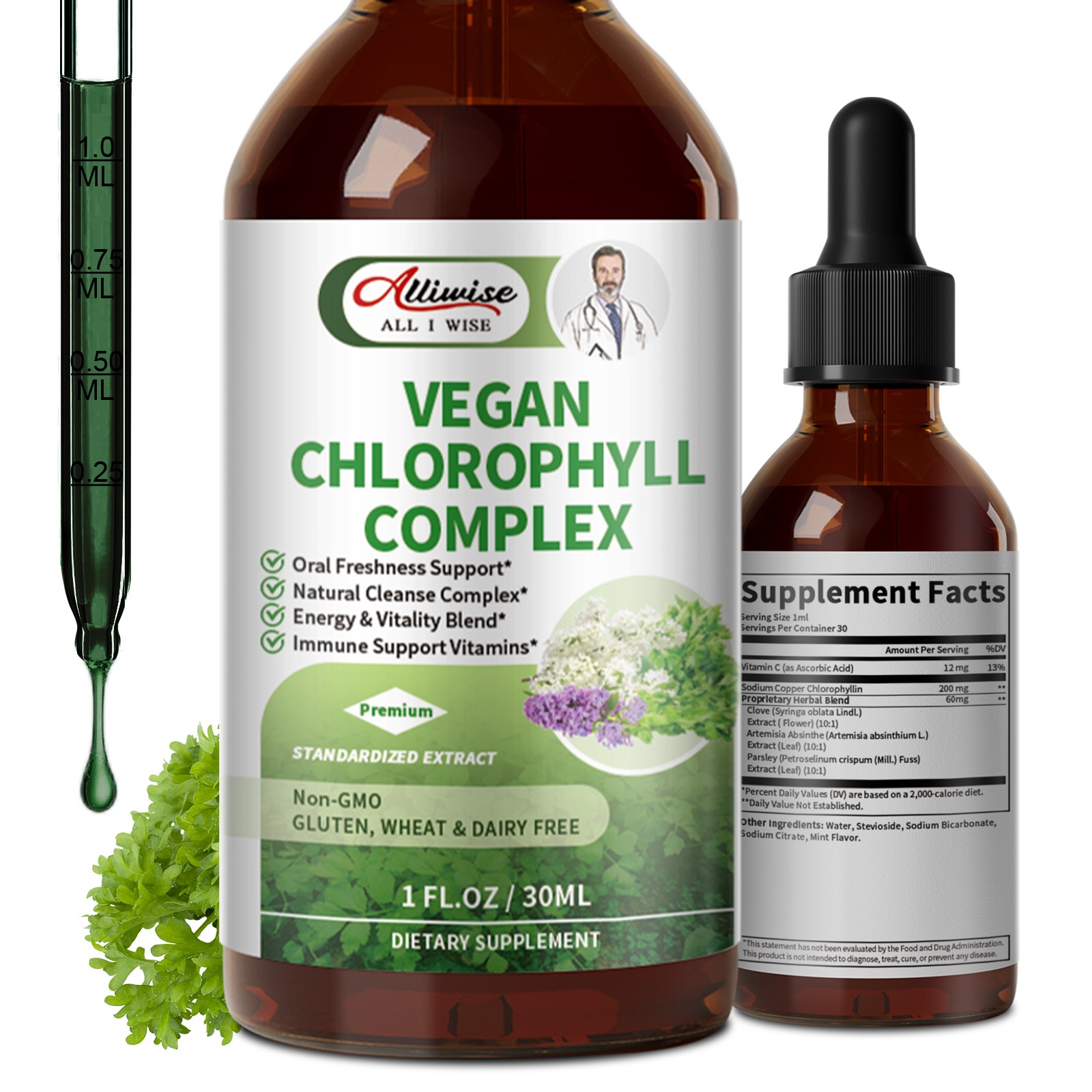 Premium Chlorophyll Liquid Drops 200mg – Immune & Detox Support Supplement