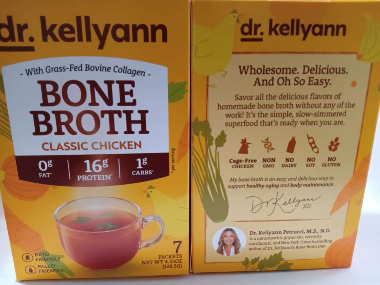 (2 boxes) Dr. Kellyann Bone Broth Packets, 7 Servings Chicken fast shipping.