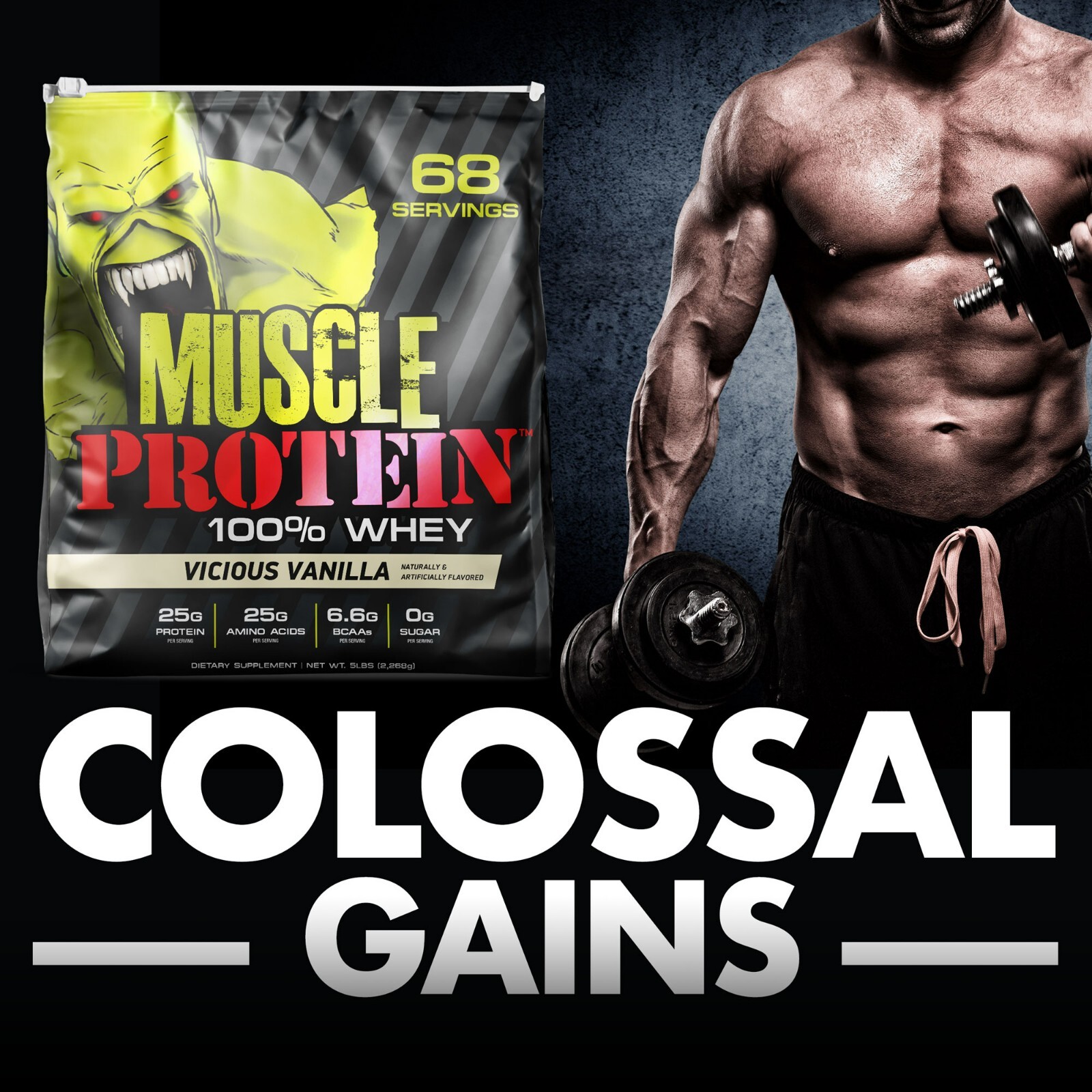 Muscle Whey Protein Powde , 15LB 204 Servings