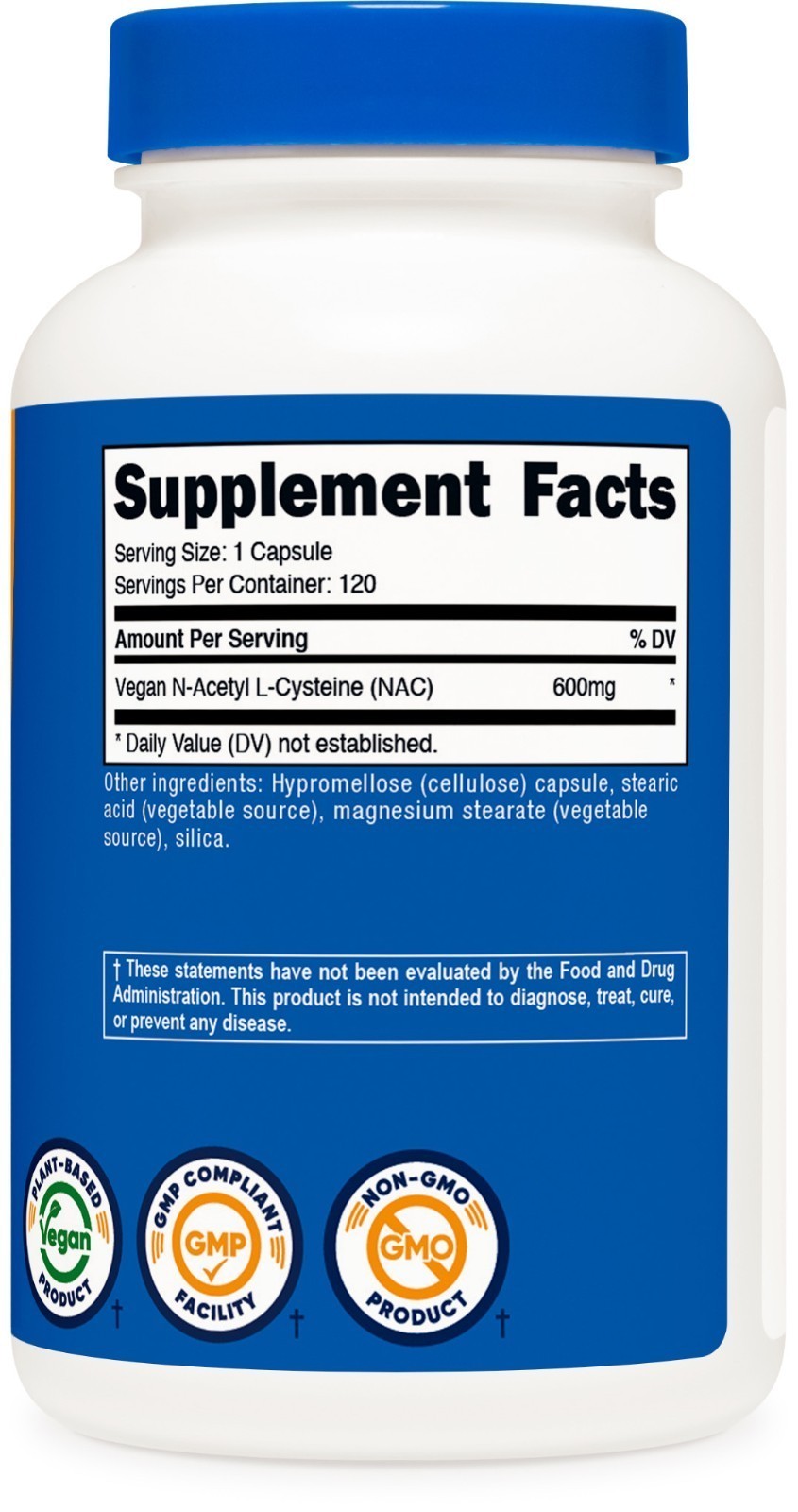 Nutricost N-Acetyl L-Cysteine (NAC) 600mg, 120 Vegan Capsules – Non-GMO