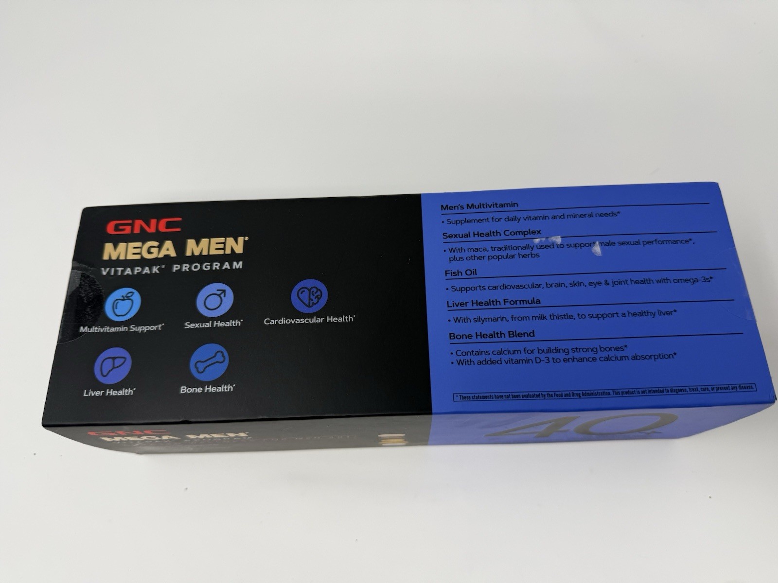 GNC Mega Men 40+ Vitapak 30 Packs (1 Month) Black/Blue Box