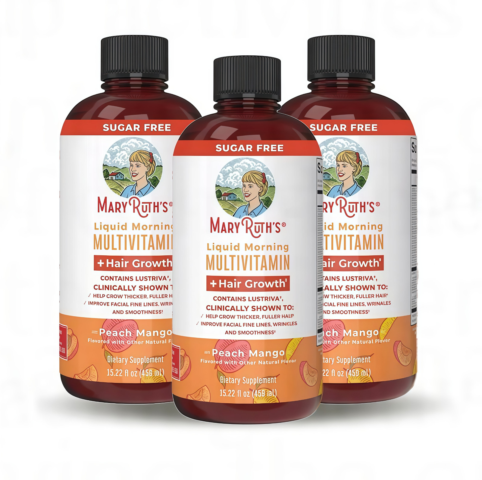 Mary Ruth’s Multivitamin + Hair Growth | 3 Pack | Peach Mango 15.22 oz brand…