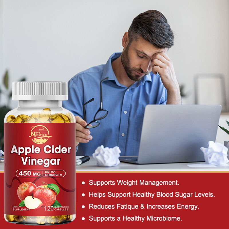 Natural ACV Apple Cider Vinegar Capsules with The Mother 1600mg – 2 x 120 Pills