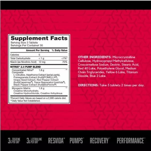 BSN NITRIX 2.0 Nitric Oxide Muscle Pump Blend w/ L-Citrulline and Creatine
