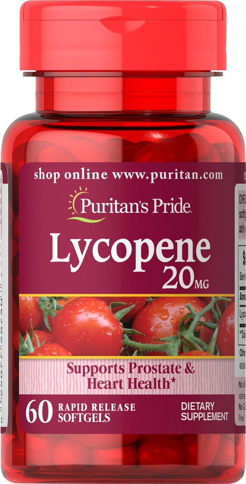 Puritan’s Pride Lycopene Softgel 20 Mg, Promotes Prostate and Heart Health, 60ct
