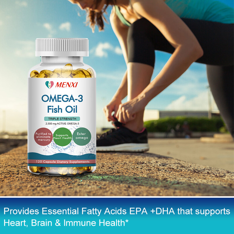 Omega 3 Fish Oil Capsules 3x Strength 1500mg EPA & DHA, Highest Potency MENXI