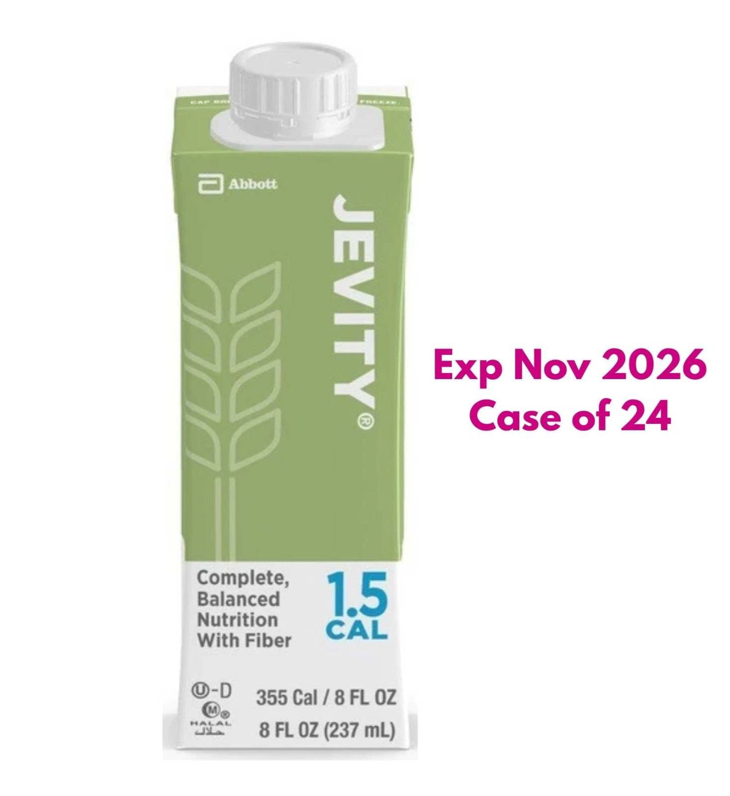 Jevity 1.2 Cal Tube Feeding Formula with Fiber, 8 Oz Recloseable Carton, 24/Case