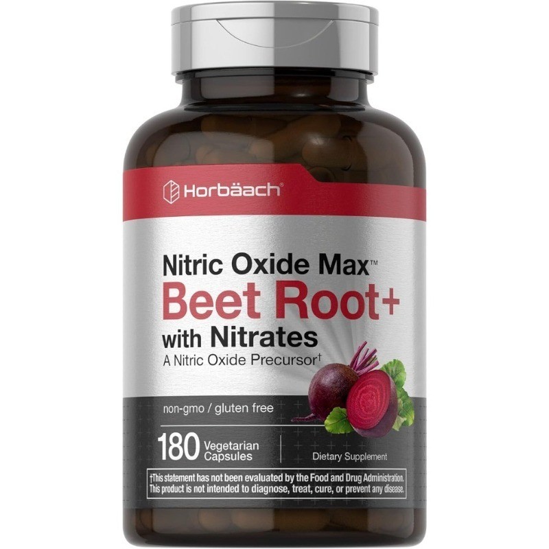 Horbaach Nitric Oxide Max Beet Root 180 Veg Caps Non GMO – 1/2/3 Bottles