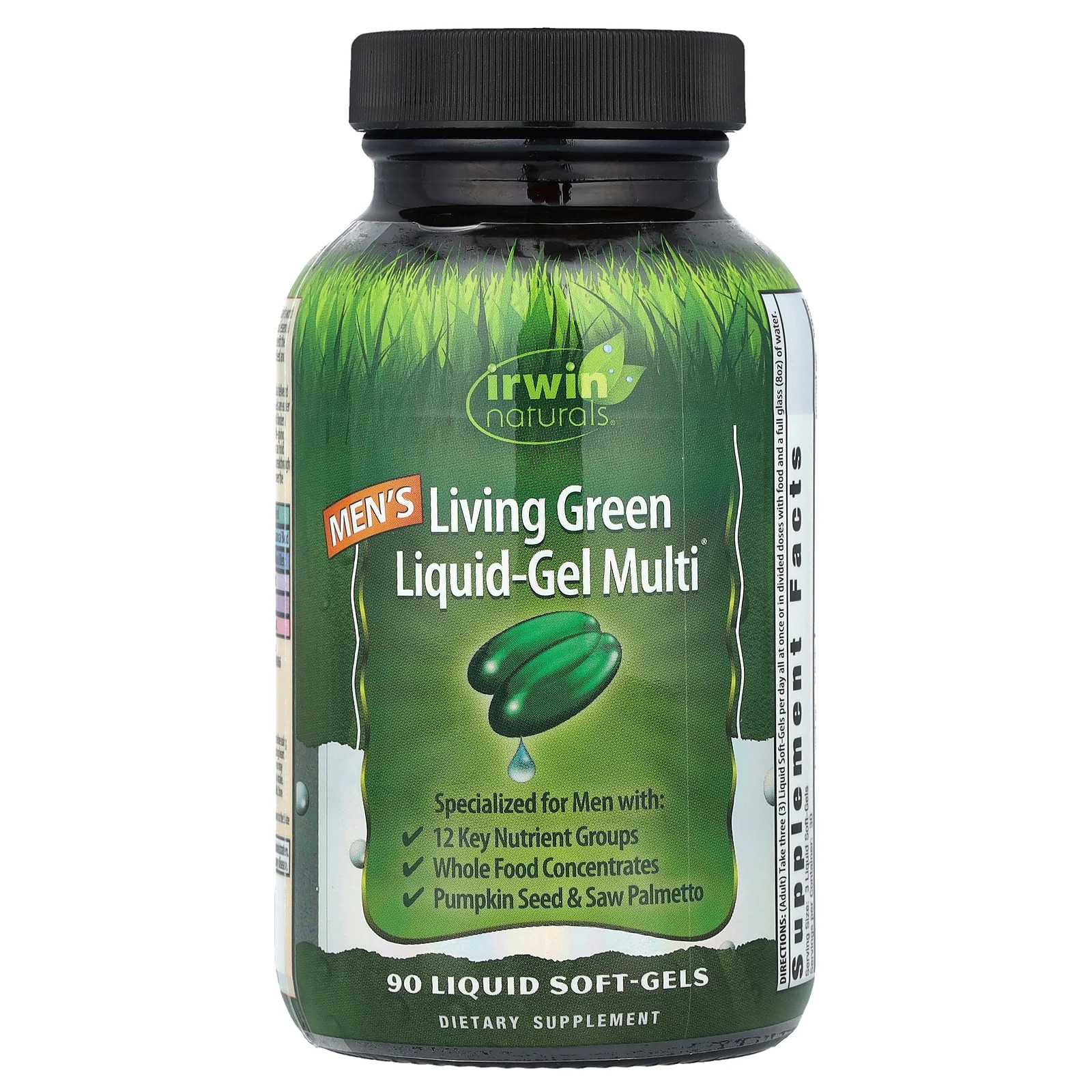 2 X Irwin Naturals, Men’s Living Green Liquid-Gel Multi®, 90 Liquid Soft-Gels