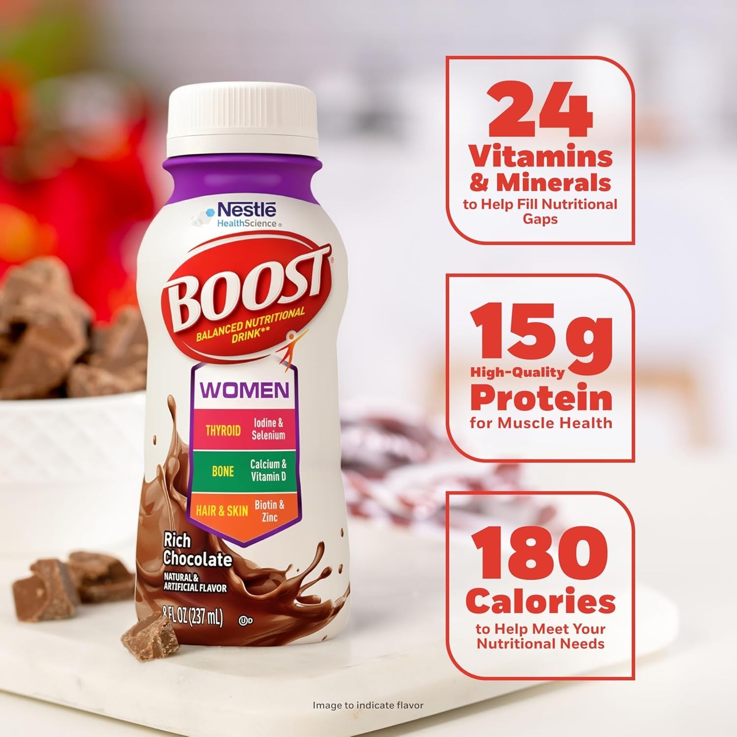 BOOST Women Balanced Nutritional Drink Chocolate 8oz 24 Pack