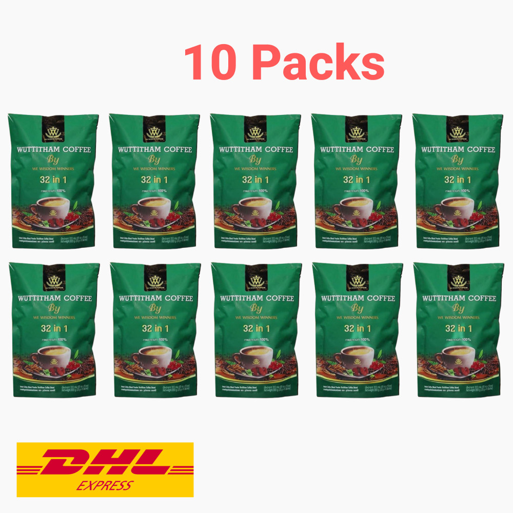 10x Wuttitham Instant Coffee Herbs Mixed 32 in 1 Health Weight Control Drink DHL