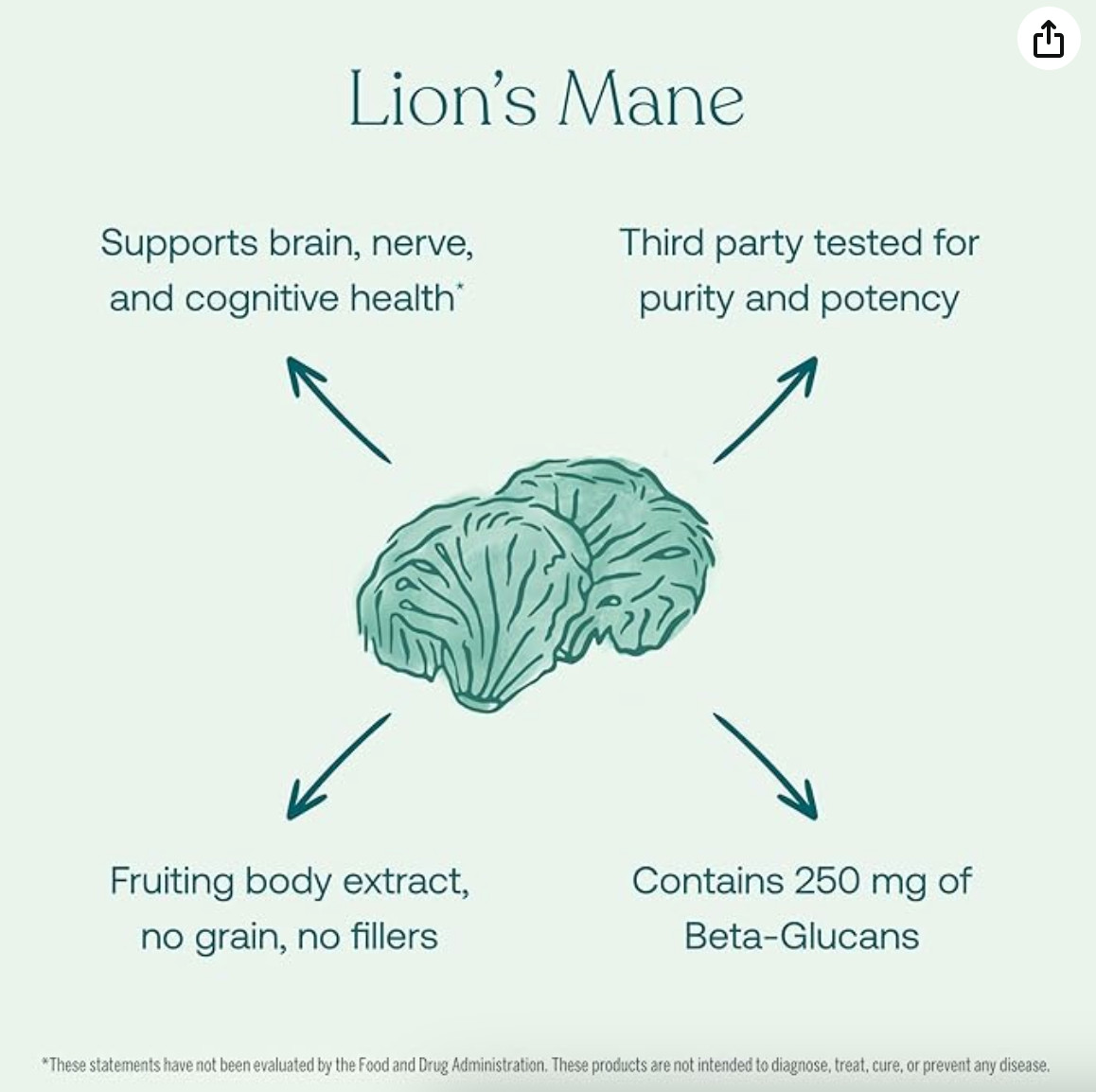 True Grace Mushroom Lion’s Mane Brain, Nerve &Cognitive Support-60 Count 12/2025