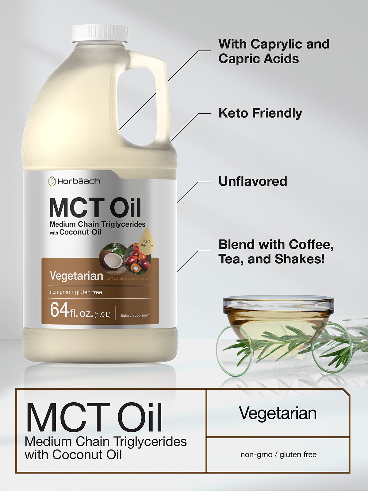 Horbäach Horbach Mct Oil 64 Oz 100 Pure Blends Coffee Tea Juice And Liquids