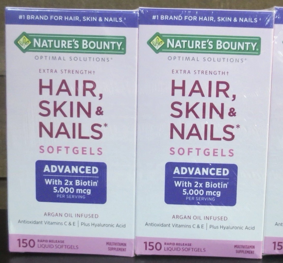 2 PK Nature’s Bounty Optimal Solutions Extra Strength Hair Skin Nails EXP 04/27