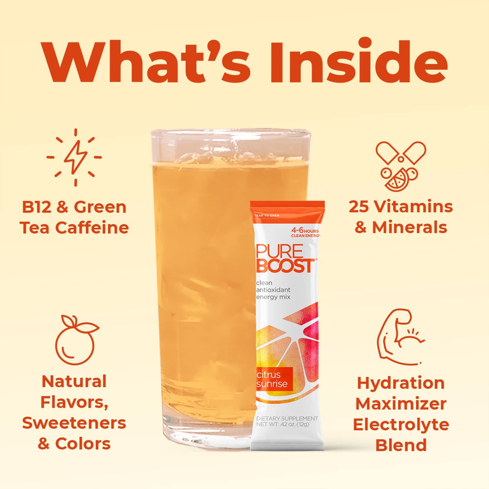 Pureboost SugarFree Clean Energy Booster, Citrus Sunrise 30 Count, Refreshing…