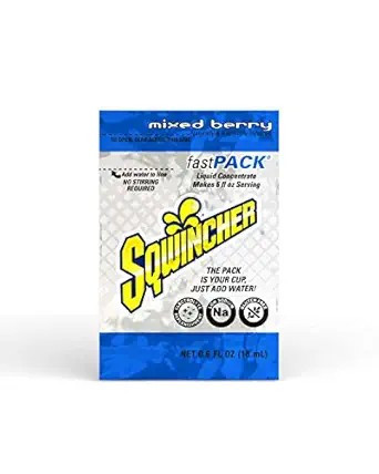 Sqwincher 0.6 FL OZ Fast Pack Mixed Berry Concentrate Lot of 50