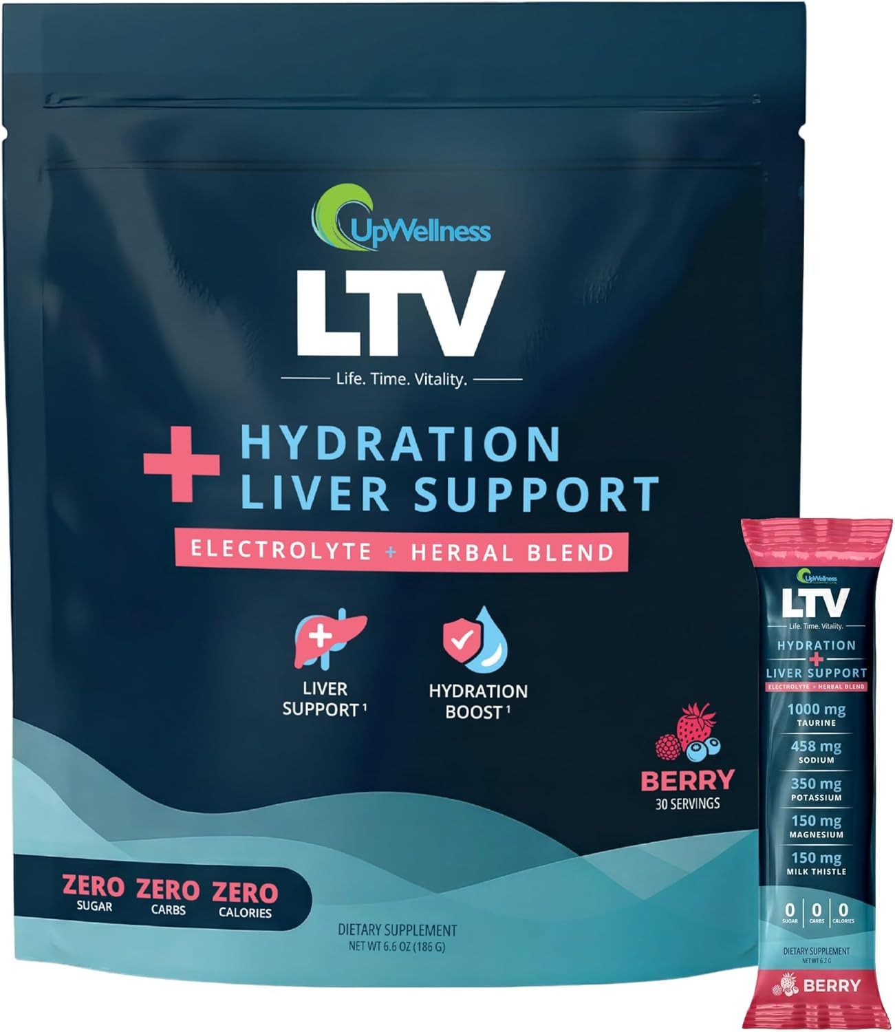 UpWellness LTV Hydration Powder Liver Support Electrolyte Drink Mix Packets