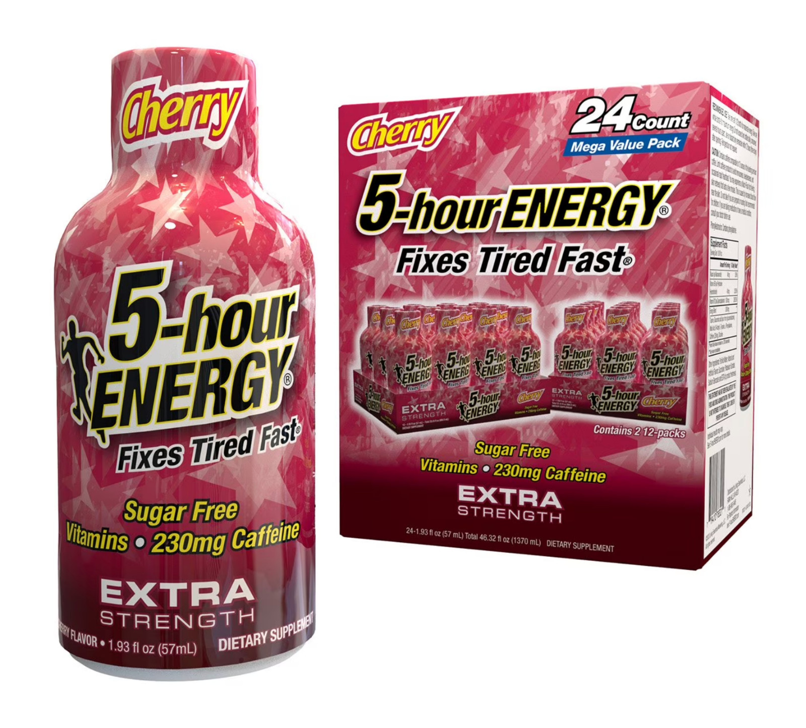 5-hour ENERGY | EXTRA Strength | Cherry Flavor 1.93 fl oz | 24 Count Pack – NEW