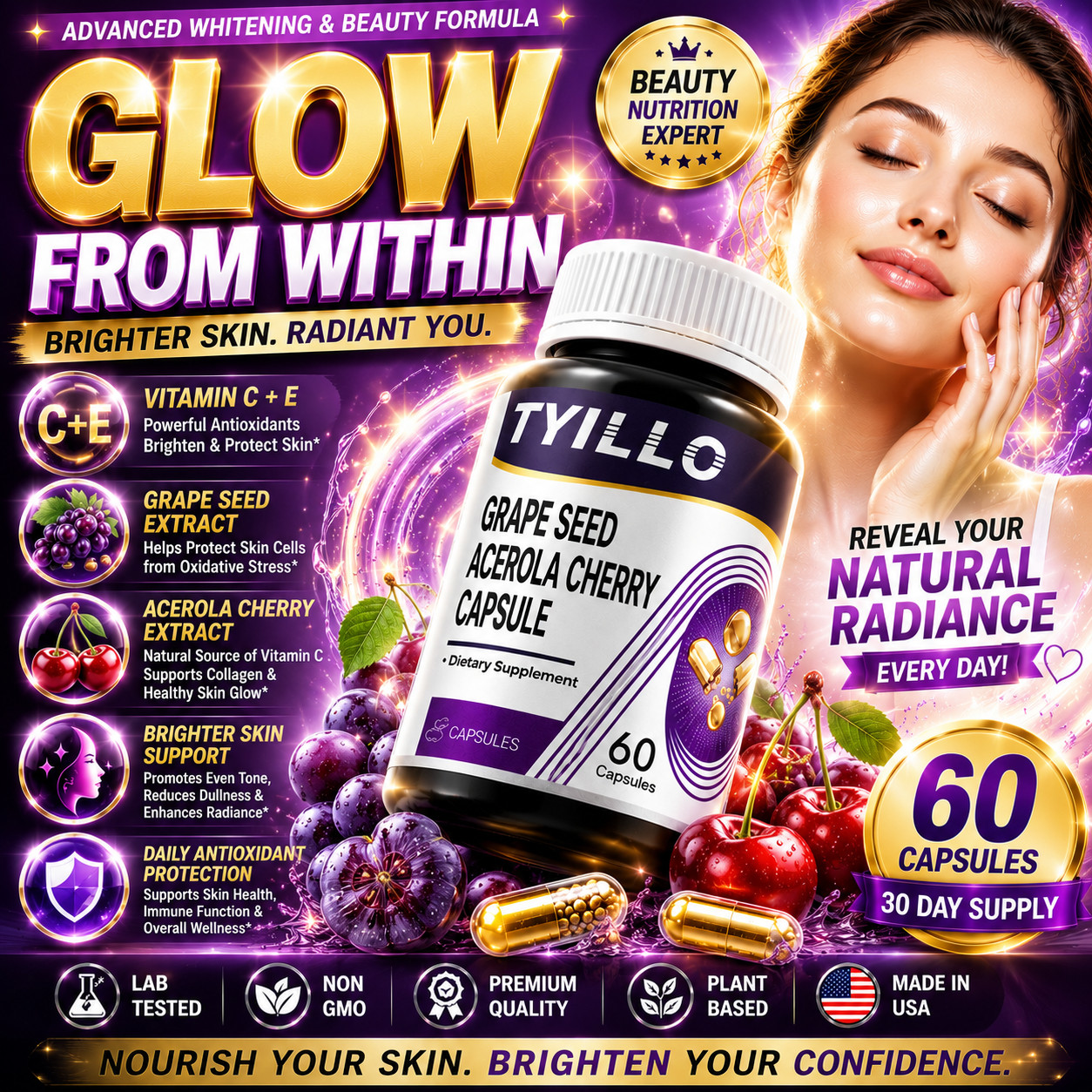 Whitening Capsules for Glowing Skin, Even Tone & Daily Antioxidant Protection