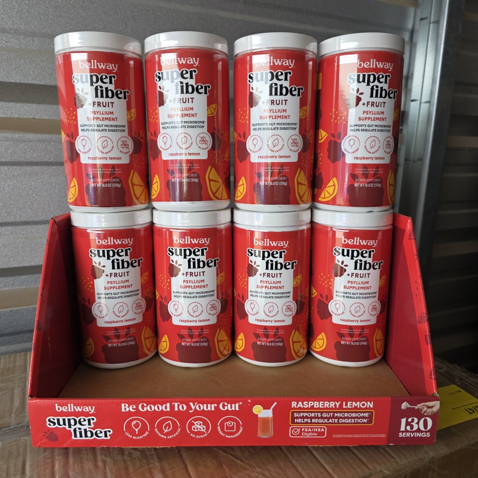 8 X Bellway Super Fiber + Fruit Psyllium Husk Raspberry Lemon 18 oz Each Fast