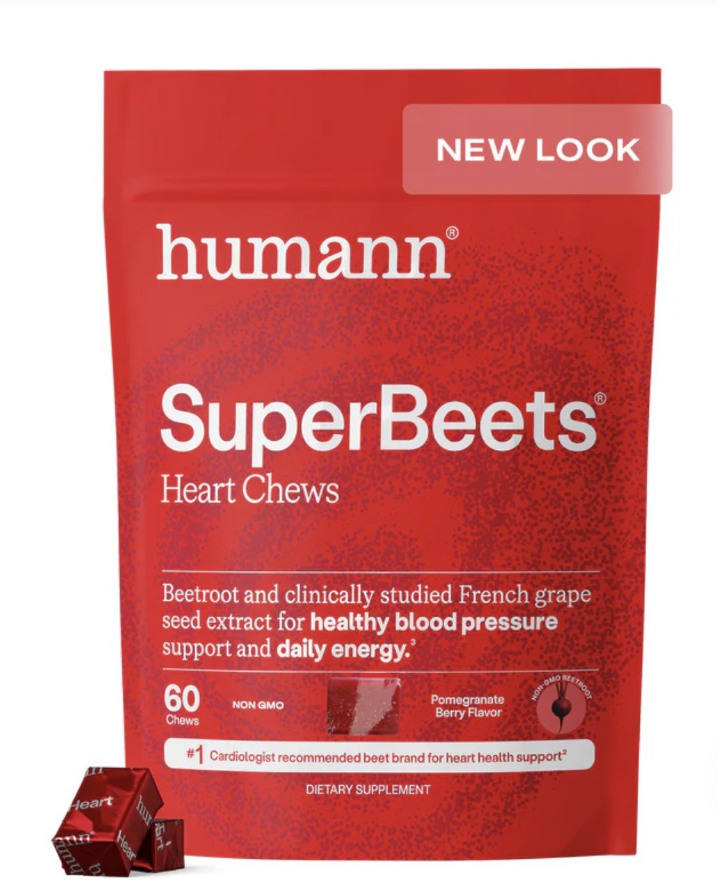 HumanN SuperBeets Heart Chews 60ct Pomegranate Berry Flavor