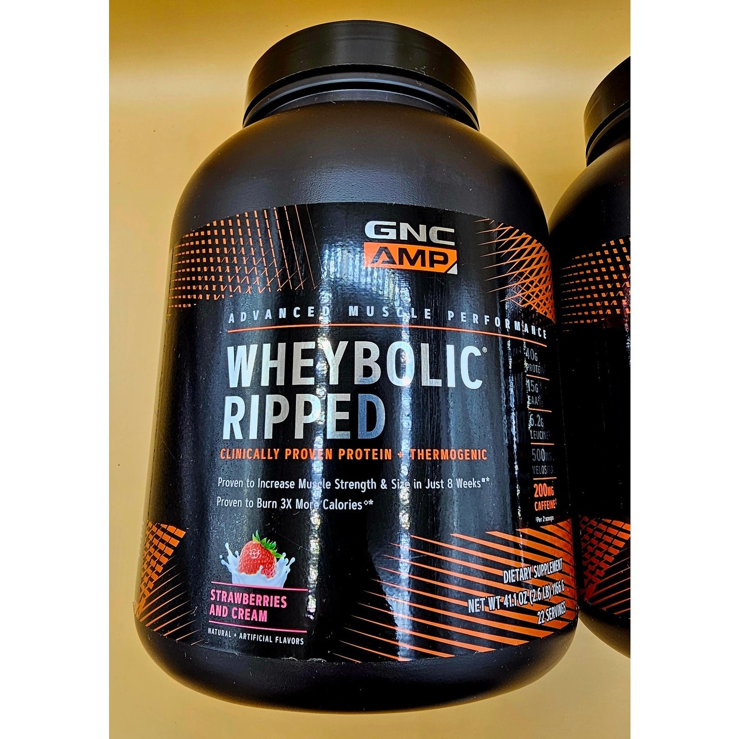 (2) GNC AMP Wheybolic Ripped Strawberries & Cream 2.6 lb / 22 Serv Each EXP 1/28