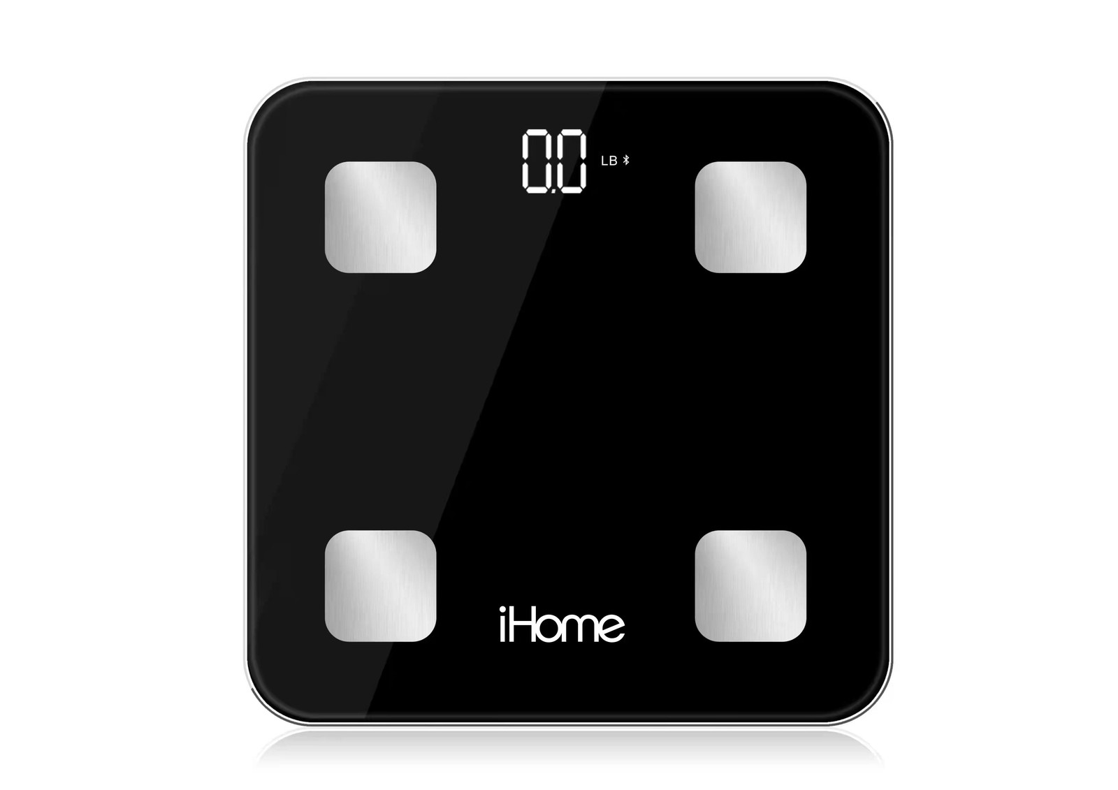 iHome Smart Bluetooth Digital Bathroom Scale, Body Weight & BMI, 397 lbs, Black