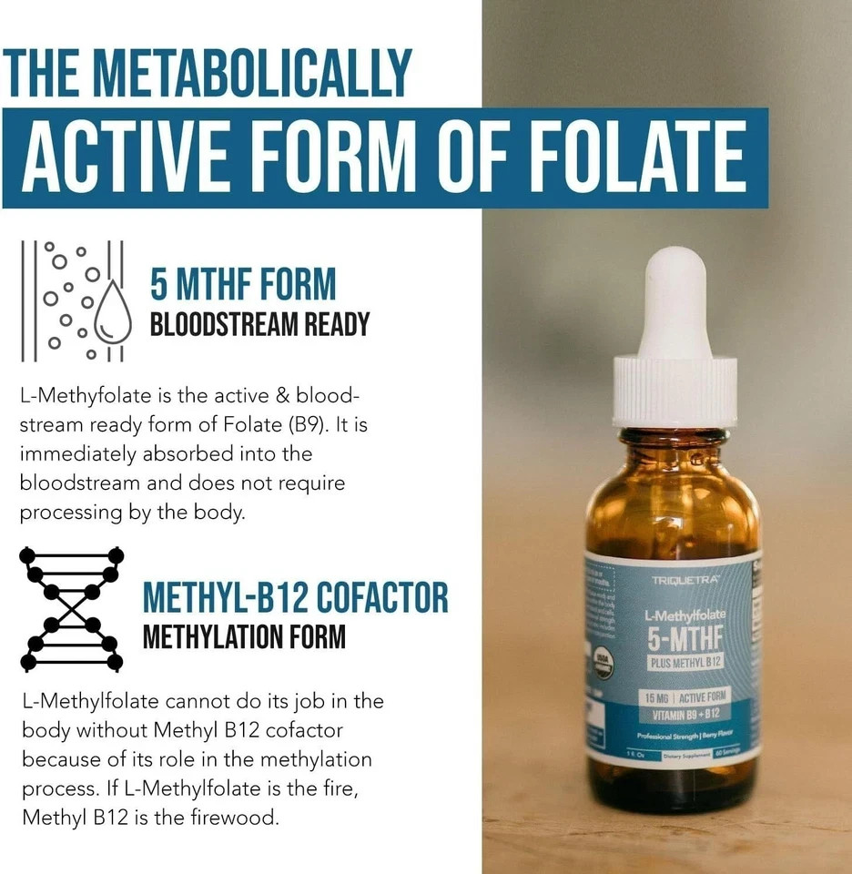 L-Methylfolate 5|MTHF Plus Methyl B12 dosage 15 Active Formula B9 US