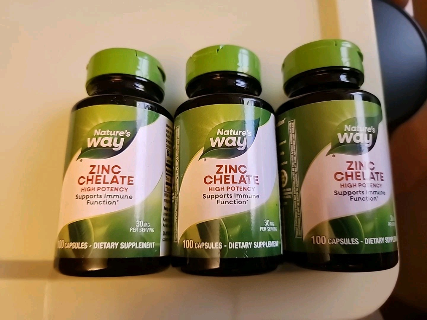 3 Nature’s Way Zinc Chelate 30mg 100 Capsules EXP: 01/31/2027
