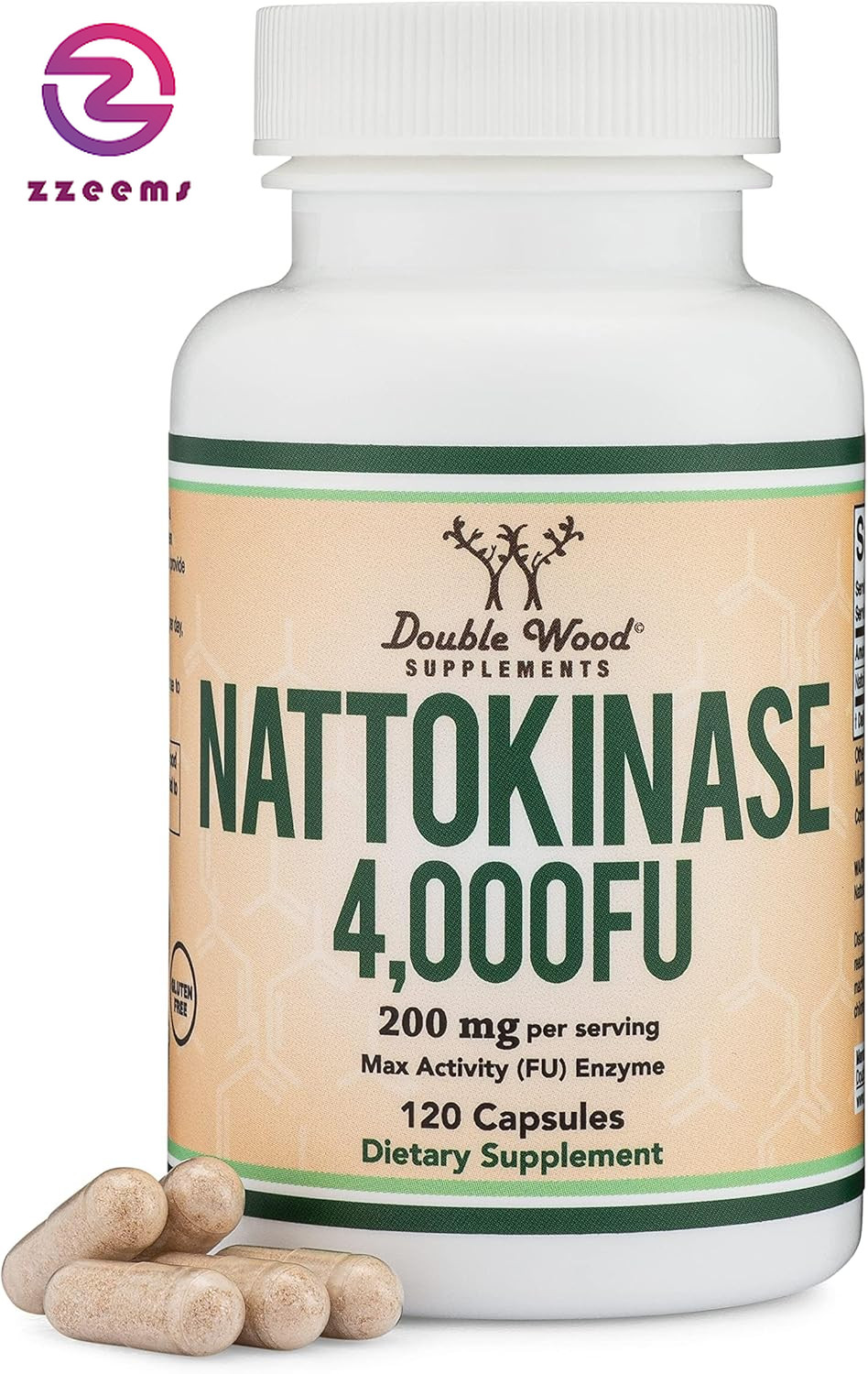 Nattokinase Supplement 4,000 FU Servings, 120 Capsules (Derived from Japanese Na