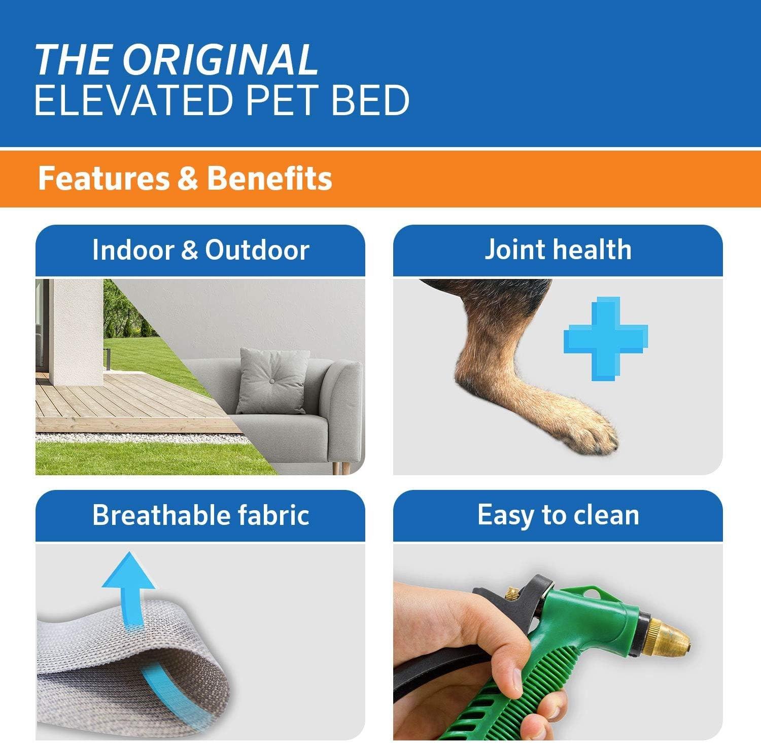 Coolaroo Original Elevated Dog Bed-Breathable Off-The-Ground Pet Bed with Coolin