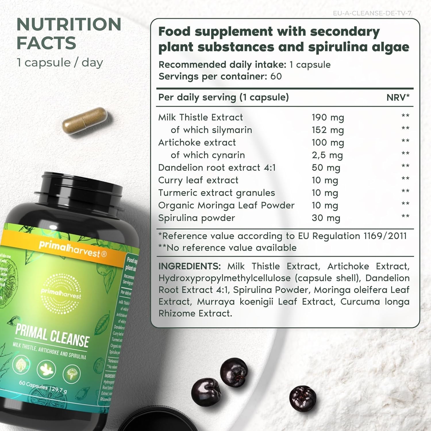 60 Count Full-Body Detox Supplement – Gentle, Natural Cleanse with Probiotics