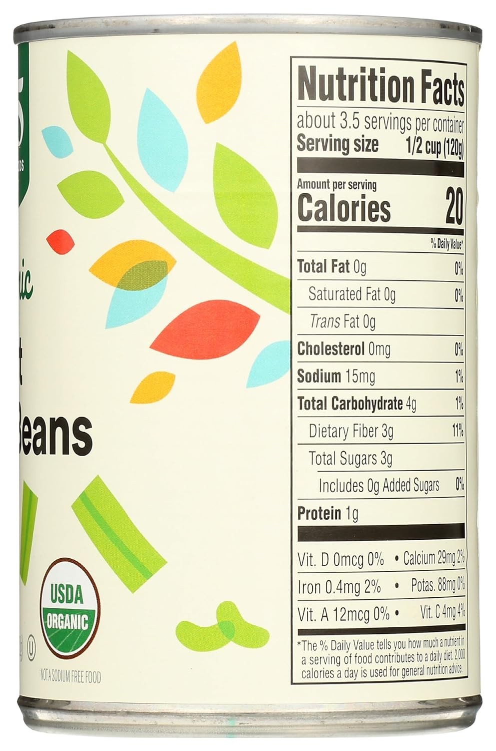 Organic Cut Green Beans, No Salt Added, 14.5 Ounce Pack of 4