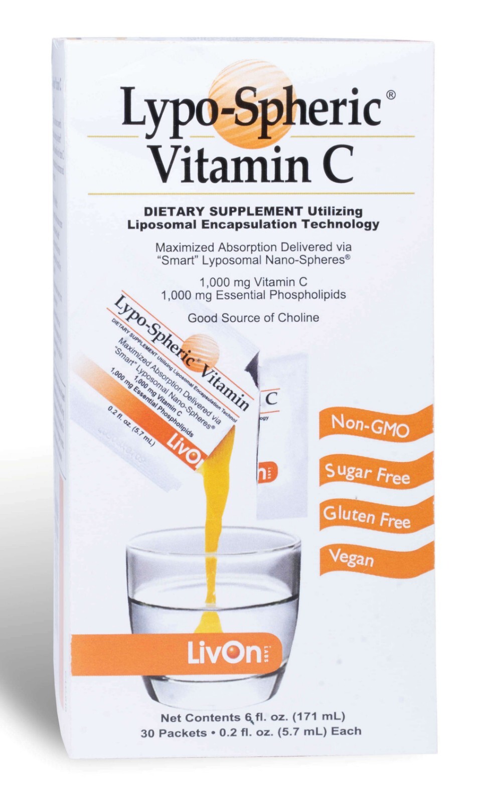 LivOn Labs Lypo-Spheric Vitamin C 1 000 mg 4 box 120 Pkts Exp 4/28 $39.95/Box