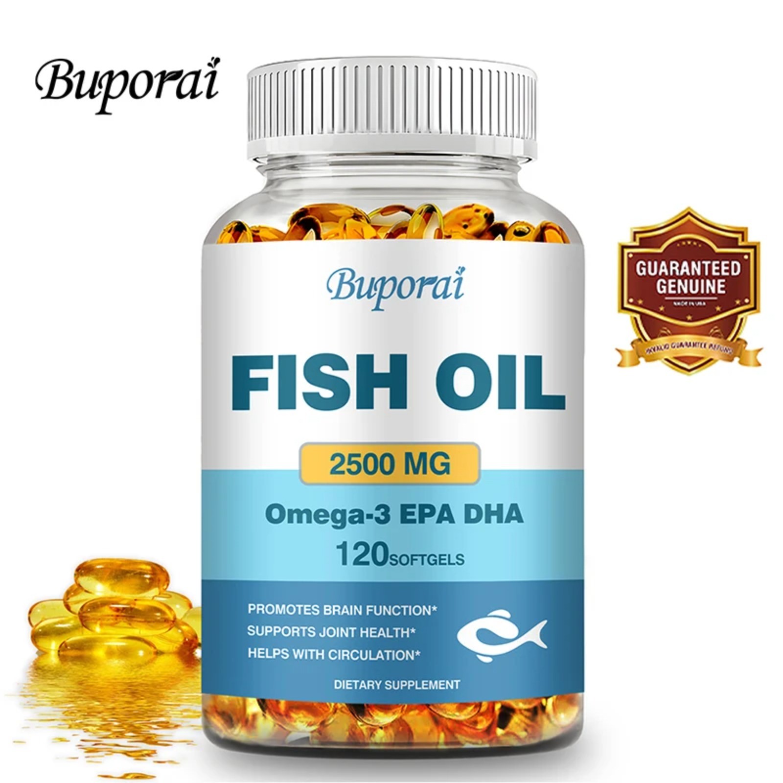 Fish Oil 120pcs – Support Brain & Cardiovascular & Skin Health, Antioxidant