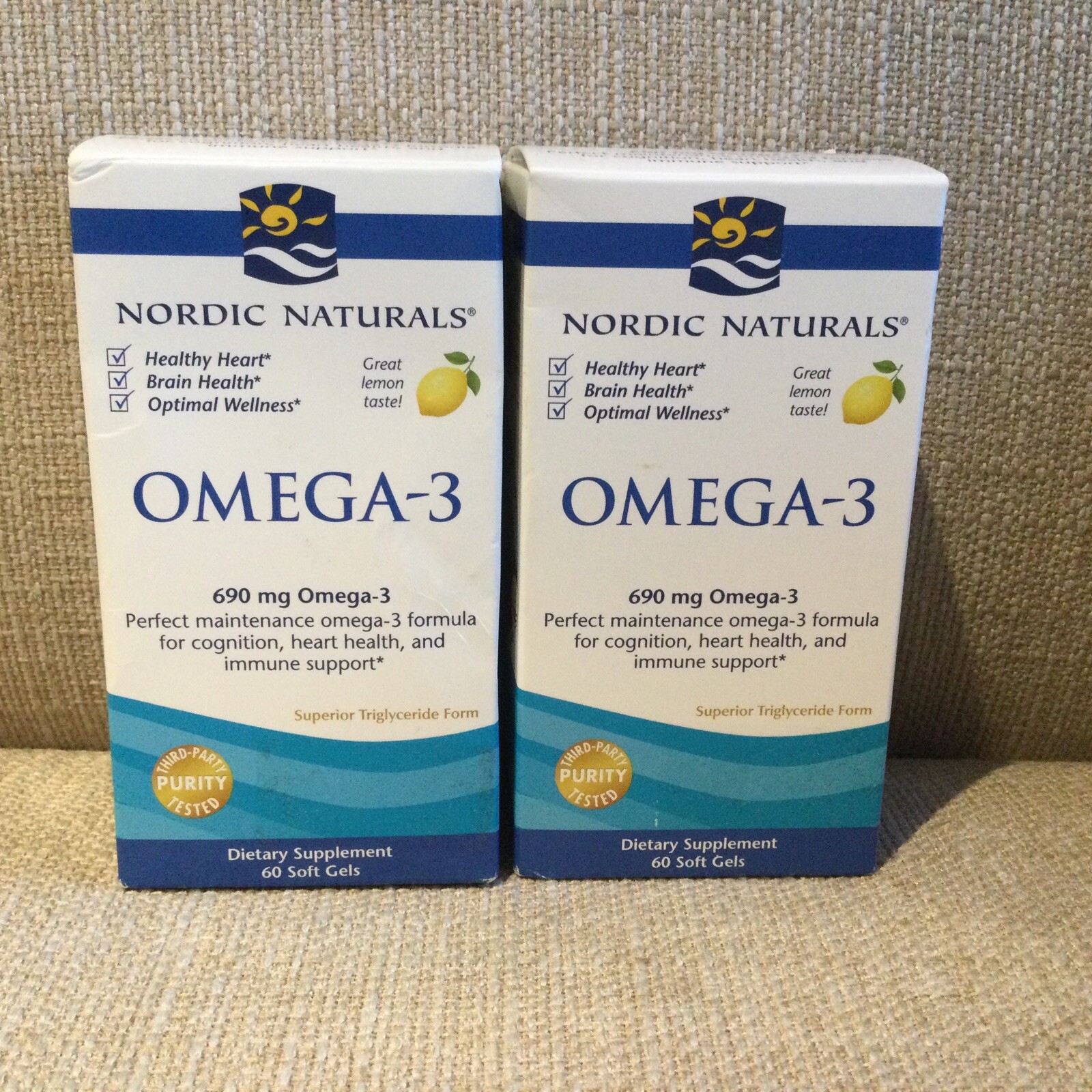 Nordic Naturals Lemon Omega-3 690mg 60 Soft Gels Exp 2/2025 – 2 Bottles