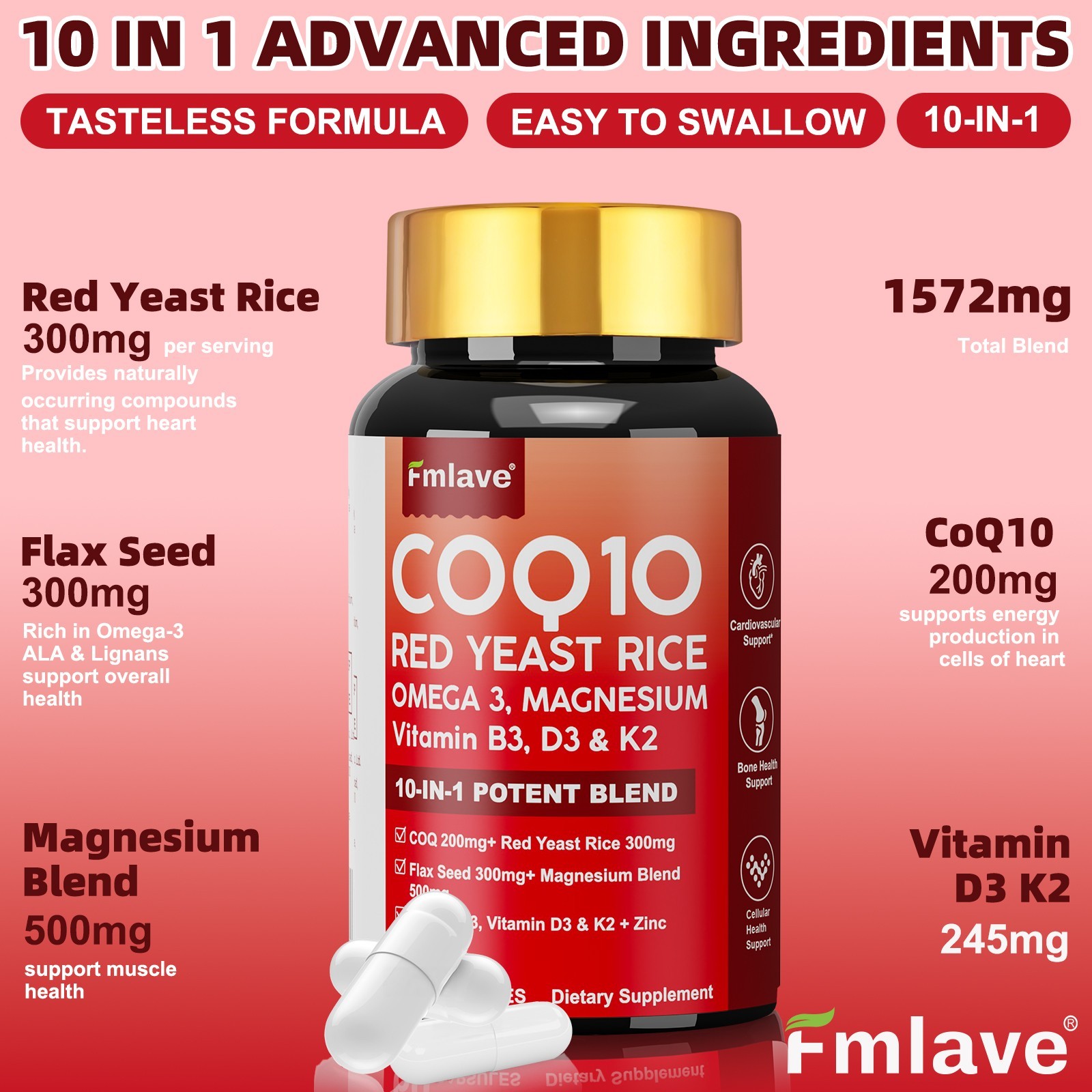2pc Coq10 200 Mg 120 caps Coq10 Supplement – CQ10 Coenzyme with Omega 3 & D3 K2