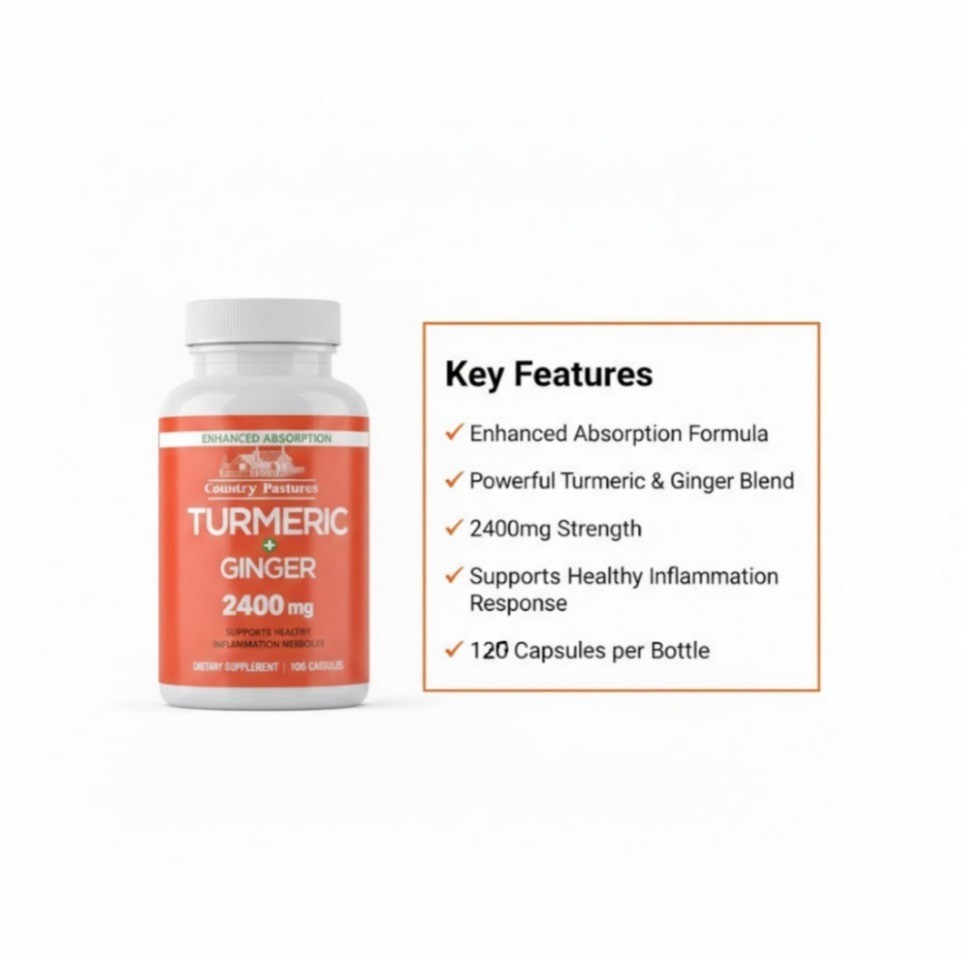 Country Pasture Turmeric Curcumin 2400mg – High Absorption, 120 Capsules